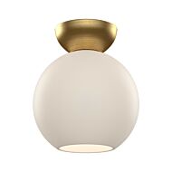 Arcadia 1-Light Semi-Flush Mount in Brushed Gold with Opal Glass