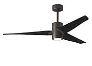 Super Janet 6-Speed DC 60" Ceiling Fan w/ Integrated Light Kit in Textured Bronze with Matte Black blades