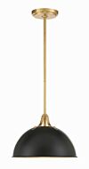 Soto 1-Light Pendant in Matte Black with Antique Gold