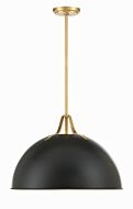 Soto 1-Light Pendant in Matte Black with Antique Gold