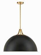 Soto 3-Light Pendant in Matte Black with Antique Gold