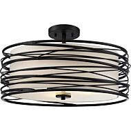 Spiral 3-Light Semi-Flush Mount in Mystic Black