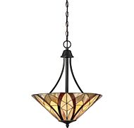 Quoizel Victory 3 Light 19 Inch Pendant Light in Valiant Bronze