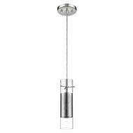 Scope 1-Light Brushed Nickel Pendant Double Glass and Mesh Shade