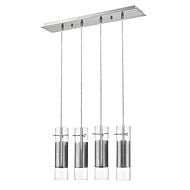 Scope 4-Light Brushed Nickel Pendant Double Glass and Mesh Shades