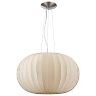 Shanghai 1-Light Brushed Nickel Pendant With Sheer Pearl Ribbon Shade