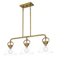 Webster 3-Light Linear Chandelier in Weathered Brass