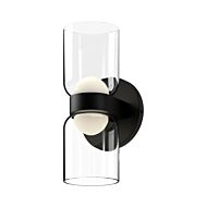 Cedar LED Wall Sconce in Black with Clear Glass