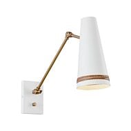 Brickell 1-Light Wall Sconce in Matte White with Hazelnut Leather