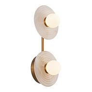 Dahlia LED Bathroom Vanity Light in Vintage Brass with Alabaster