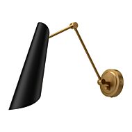 Gabriel 1-Light Bathroom Vanity Light in Matte Black with Aged Gold