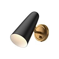 Daniel 1-Light Bathroom Vanity Light in Matte Black with Aged Gold