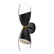 Capri 2-Light Bathroom Vanity Light in Matte Black with Clear Glass