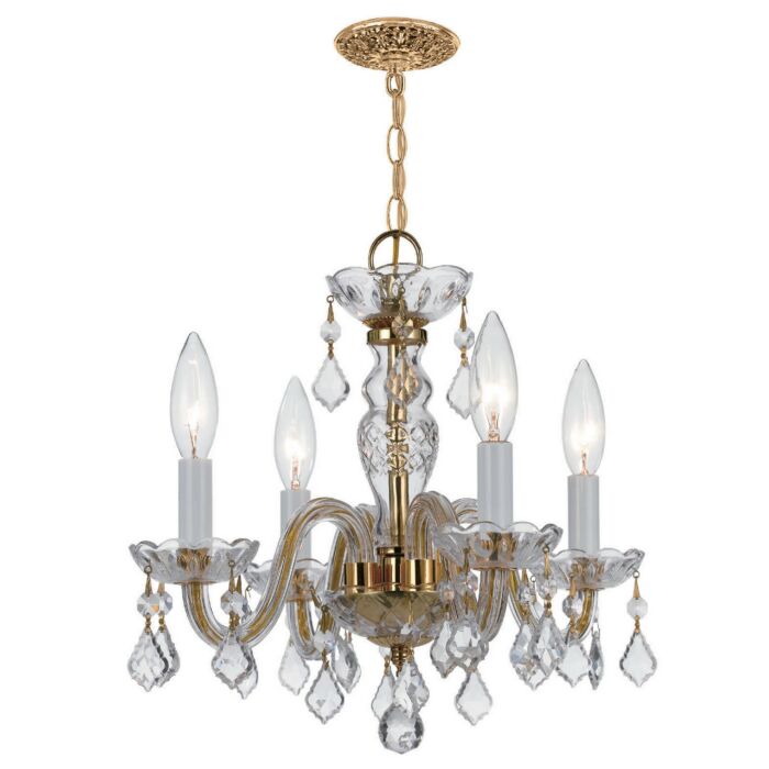 Traditional Crystal Small Chandelier in Polished Brass with Swarovski  Strass Crystals 
