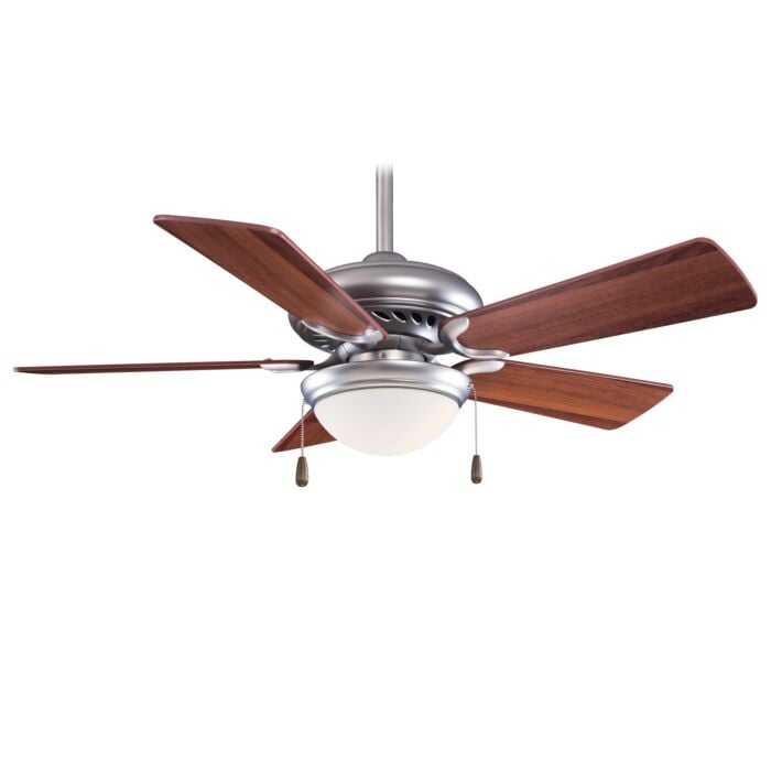 Ceiling Fan Light Kit in Brushed Steel with Dark Walnut