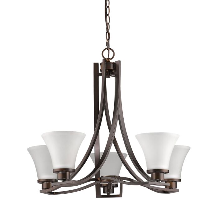 Mia 5-Light Oil-Rubbed Bronze With Etched Glass