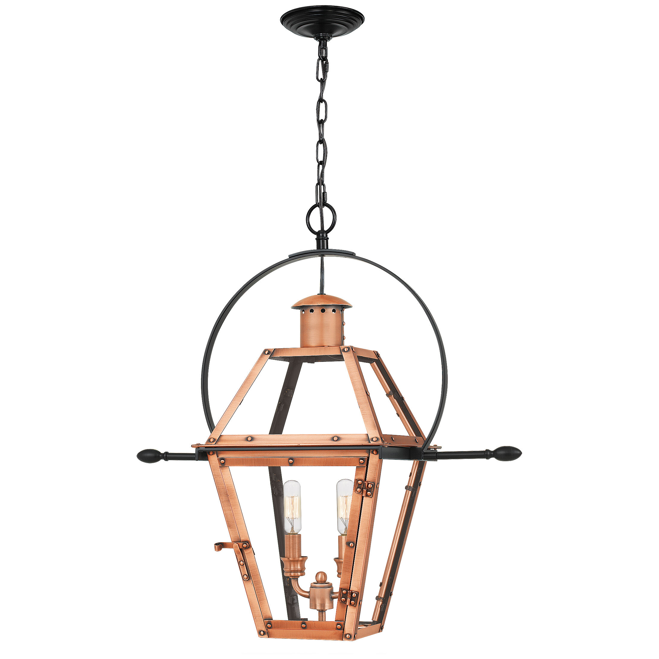 State Street Copper Gas & Electric Lantern, Pendant Yoke Lantern