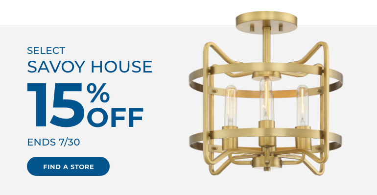 Save 15% on select Savoy House. Ends 7/30.